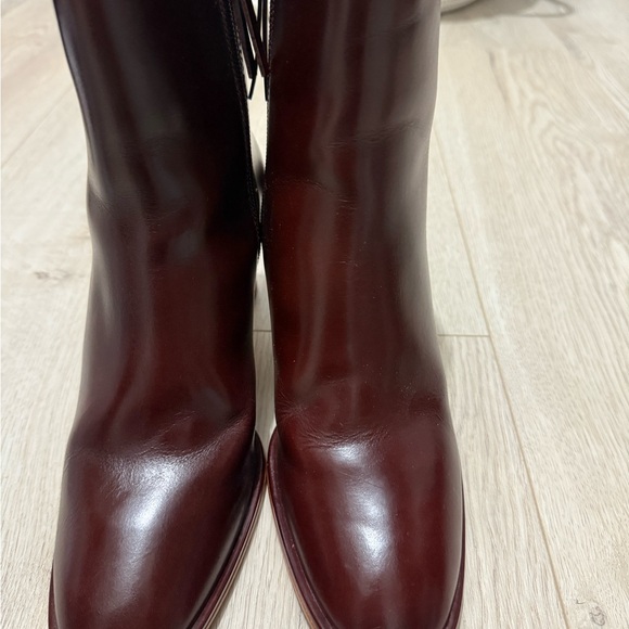 Reformation Gillian Leather Heeled Boots Burgundy - Picture 8 of 15
